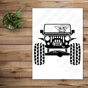 *2 for $20* Jeep Baby Yoda Grogu vinyl decal Sticker Handcrafted